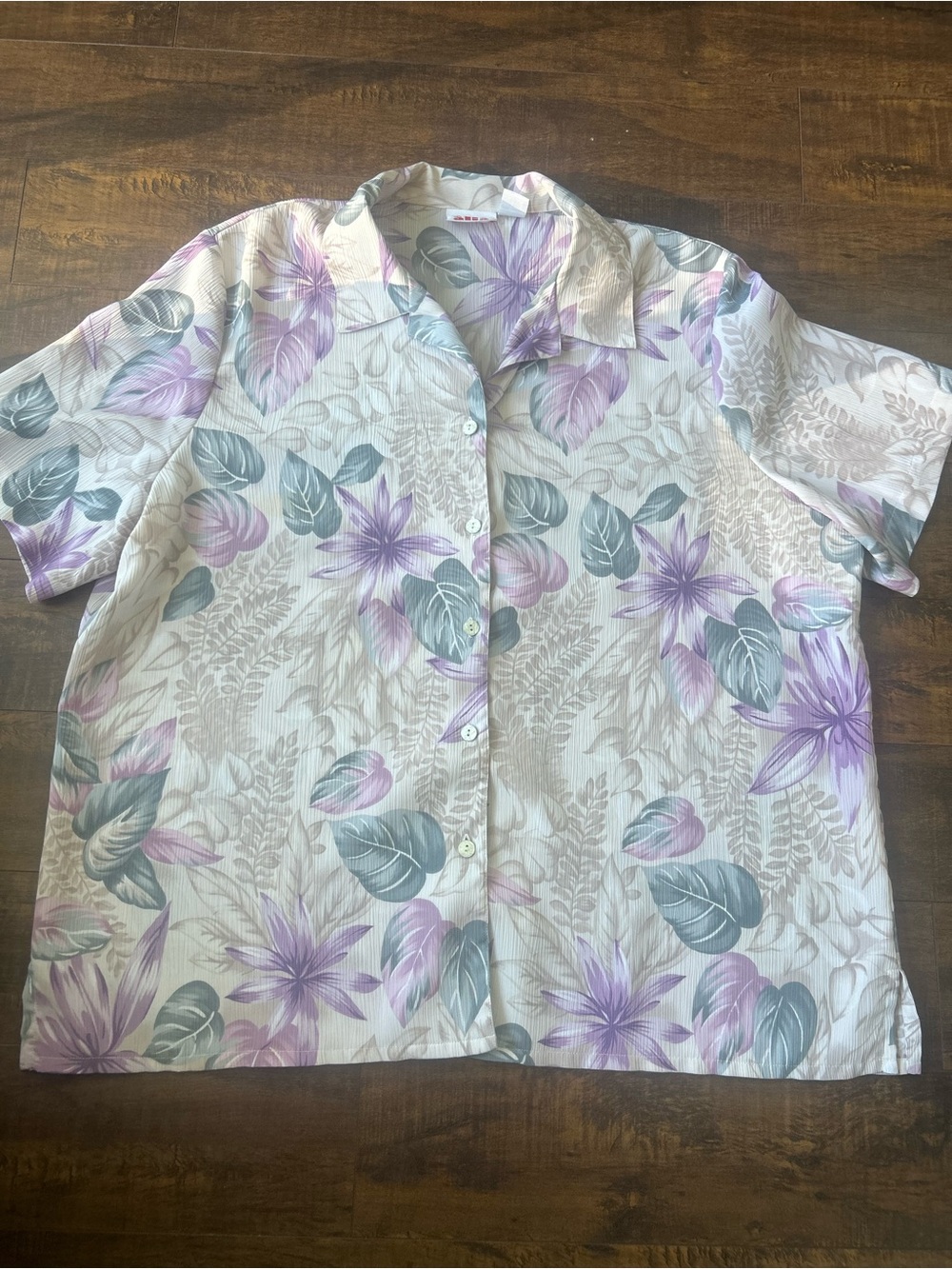 Alia Pastel Lavender & Gray Floral Short-Sleeve Button-Down